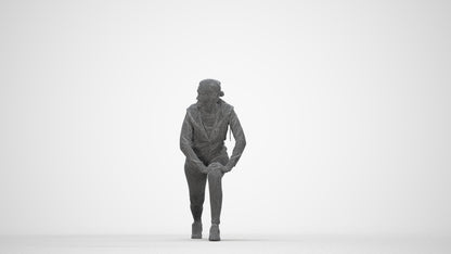 scanned 3D woman sport, photogrammetry people for Enscape and V-Ray, wireframe back view