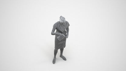 realistic 3D woman hospitality, scanned archviz people for Blender and 3ds Max, wireframe three-quarter view
