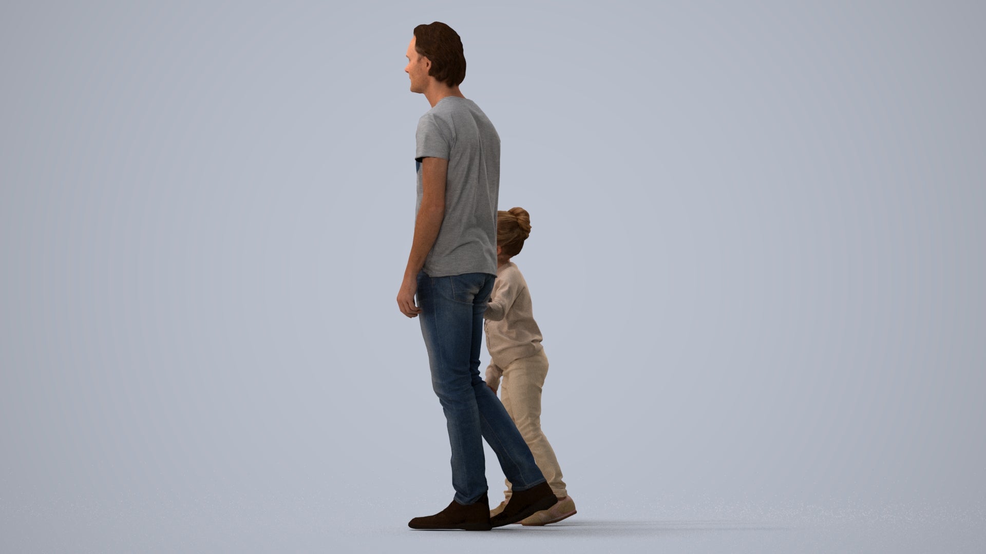 3D people model boy casual kids, scanned human for 3ds Max rendering, three-quarter view render