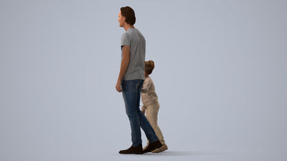 3D people model boy casual kids, scanned human for 3ds Max rendering, three-quarter view render