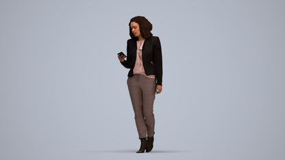 realistic 3D woman business walking, scanned archviz people for Blender and 3ds Max, standing pose render
