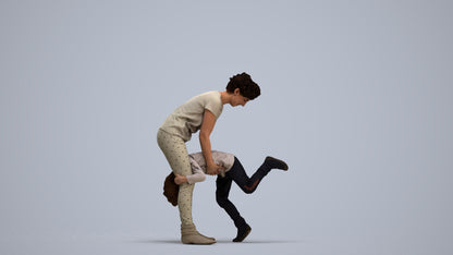 photogrammetry 3D girl kids, realistic human model archviz FBX, standing pose render