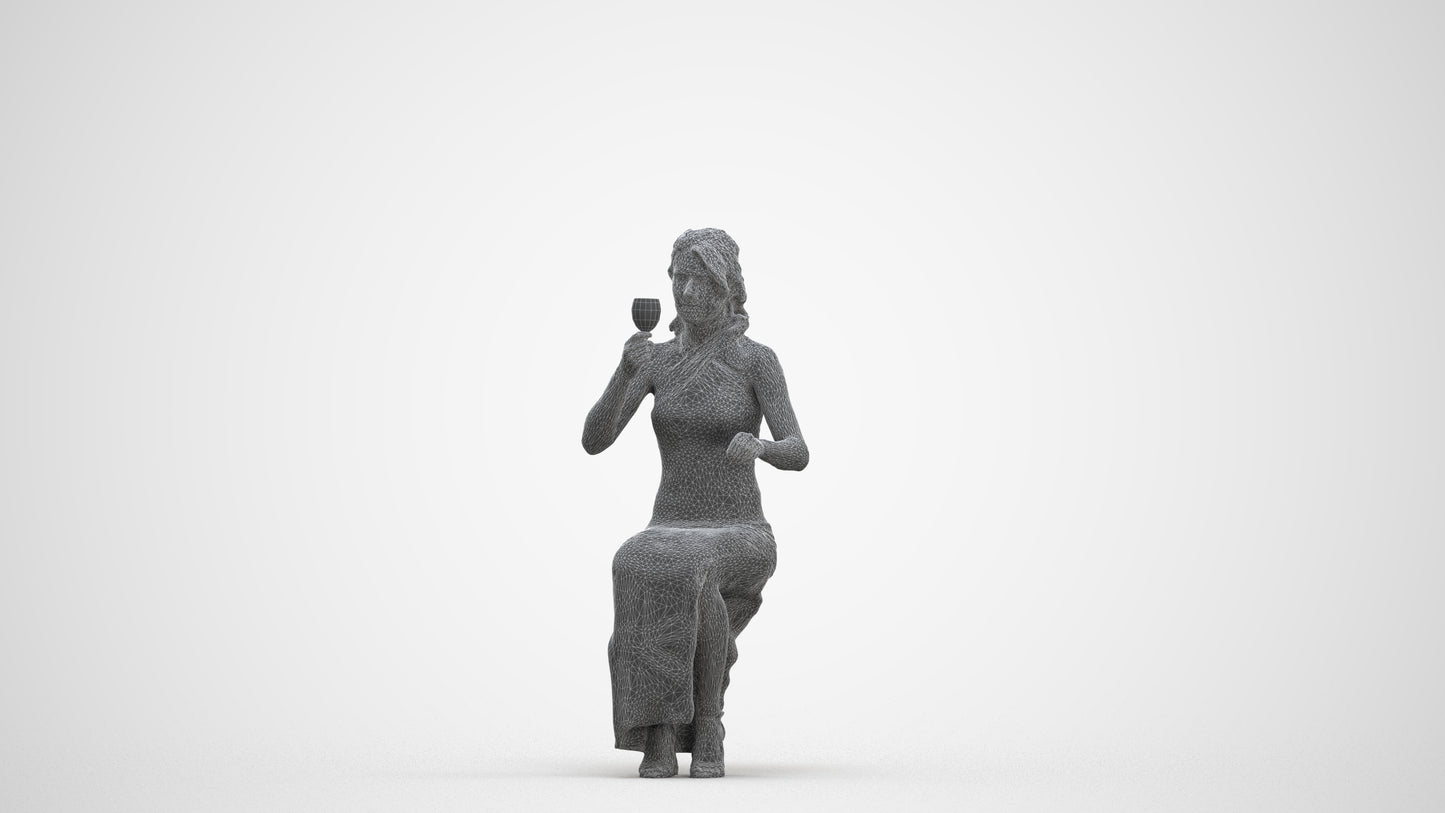3D human model woman formal formalaffairs, photogrammetry scanned person for archviz, three-quarter front view render