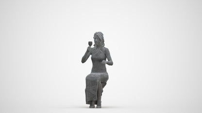 3D human model woman formal formalaffairs, photogrammetry scanned person for archviz, three-quarter front view render
