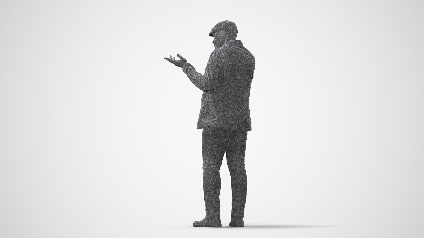 3D human model man casual standing, photogrammetry scanned person for archviz, square thumbnail