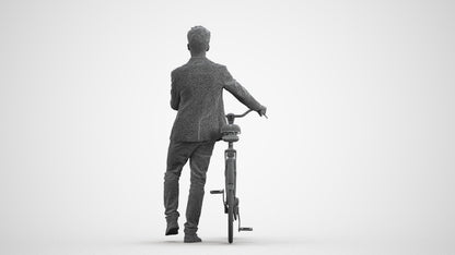 realistic 3D people man casual cycling, render-ready for V-Ray and Corona, FBX OBJ, wireframe front view