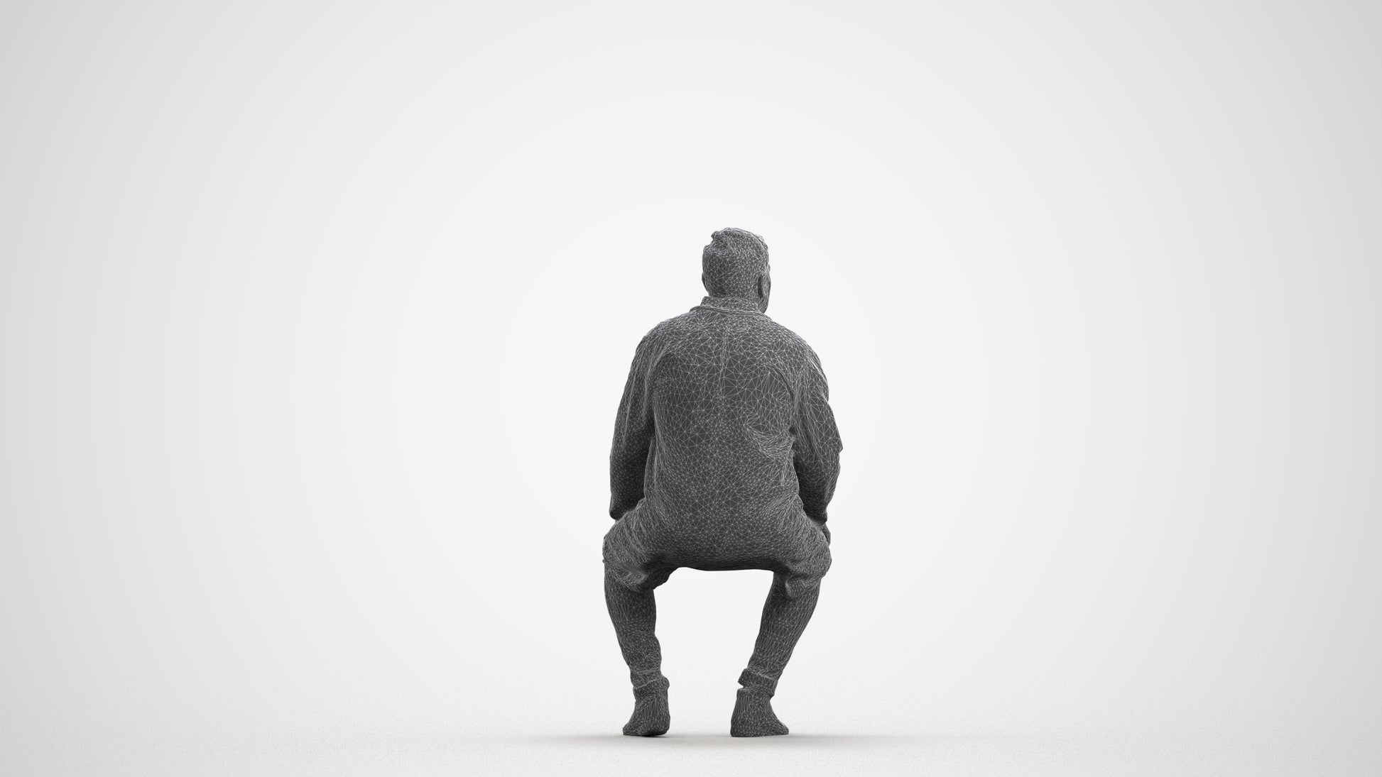 3D scanned man medical, photorealistic archviz people for Enscape and SketchUp, wireframe front view
