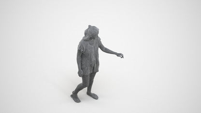 photogrammetry 3D woman casual door, realistic human model archviz FBX, wireframe three-quarter view
