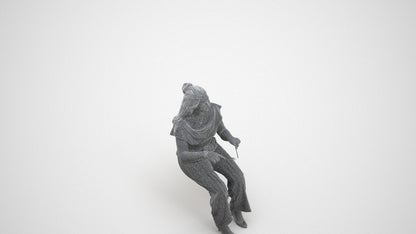 realistic 3D people woman casual sitting, render-ready for V-Ray and Corona, FBX OBJ, wireframe three-quarter view
