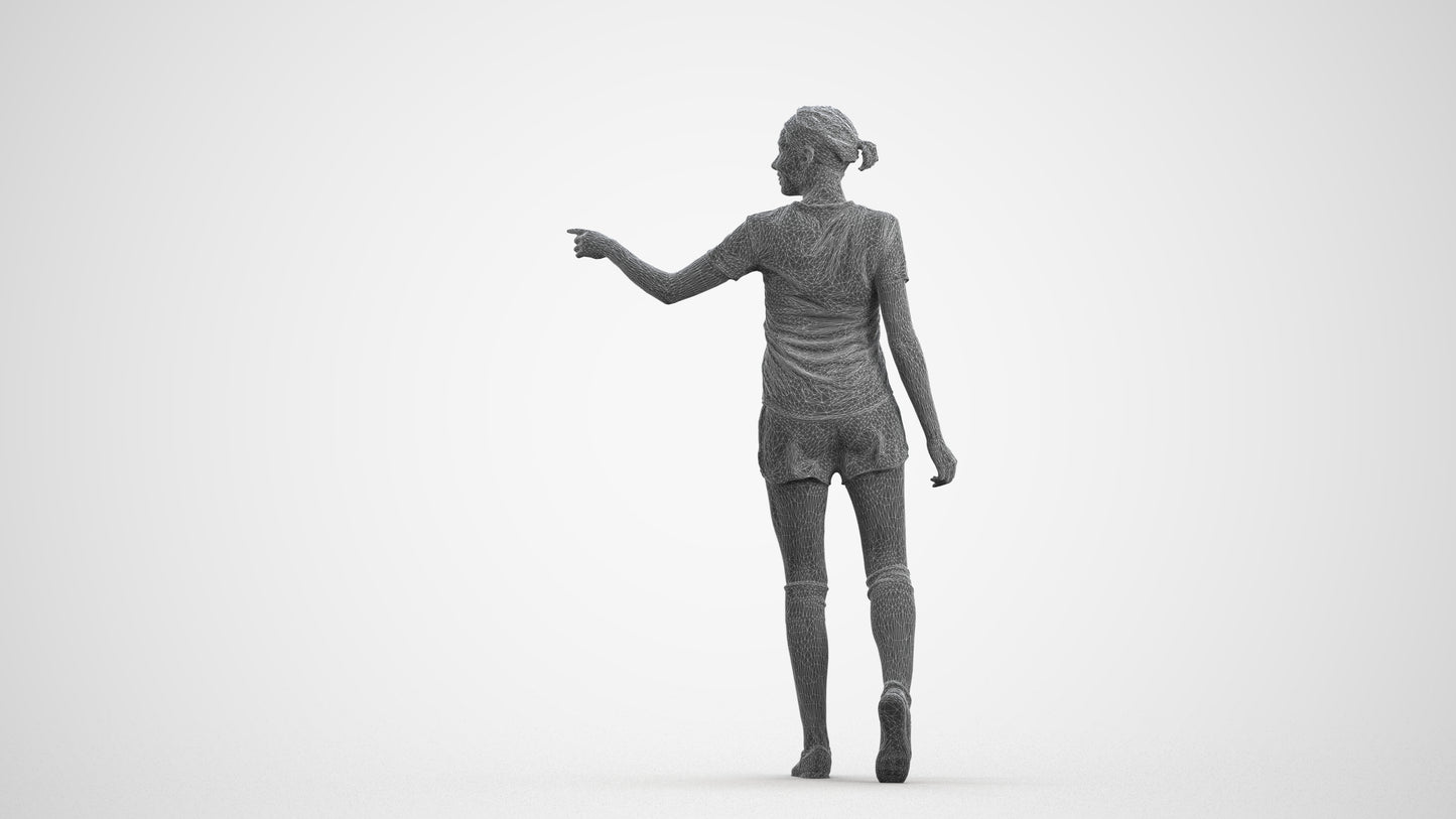 photogrammetry 3D woman sport, realistic human model archviz FBX, wireframe front view