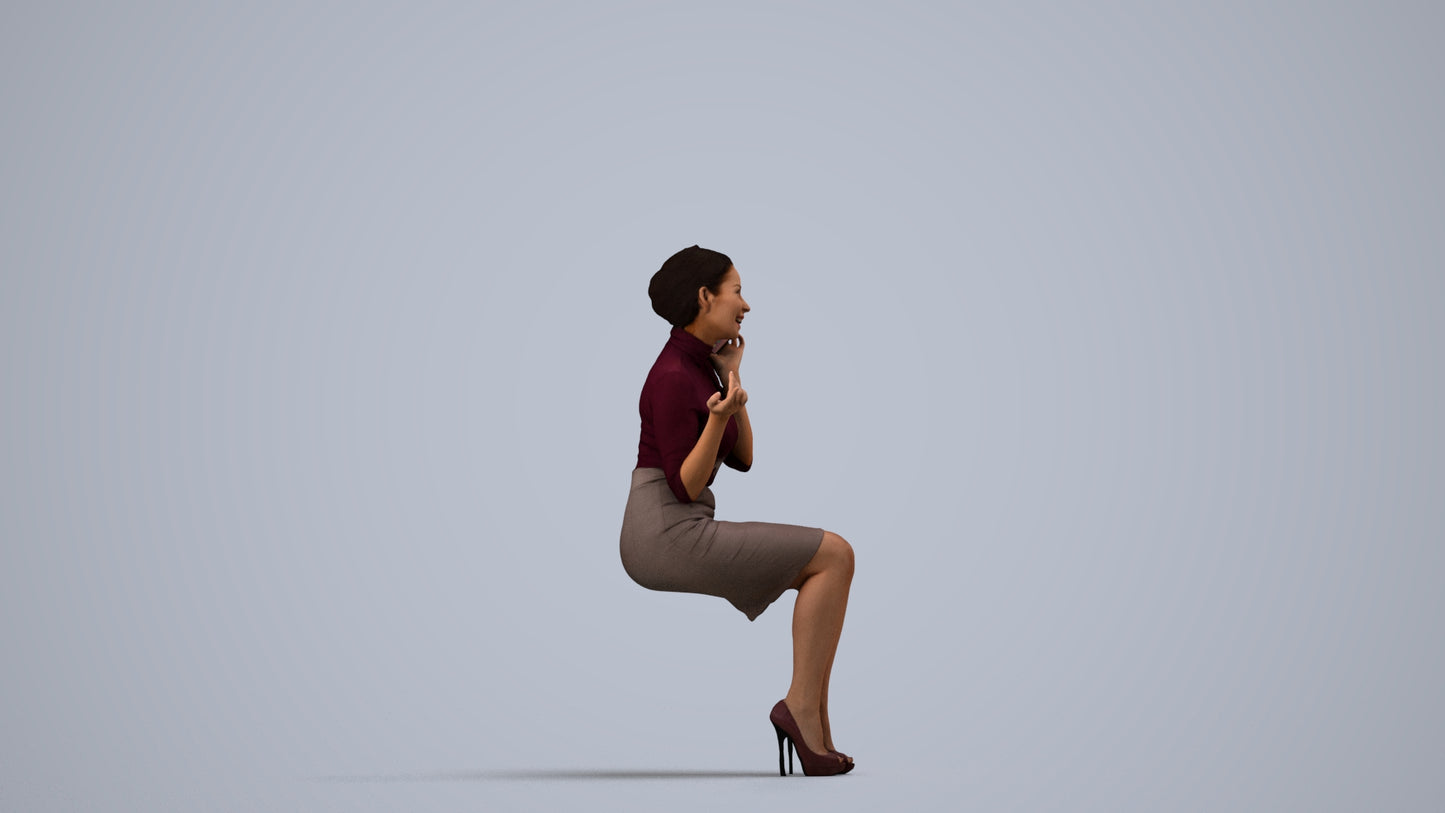 realistic 3D people woman business, render-ready for V-Ray and Corona, FBX OBJ, side view render