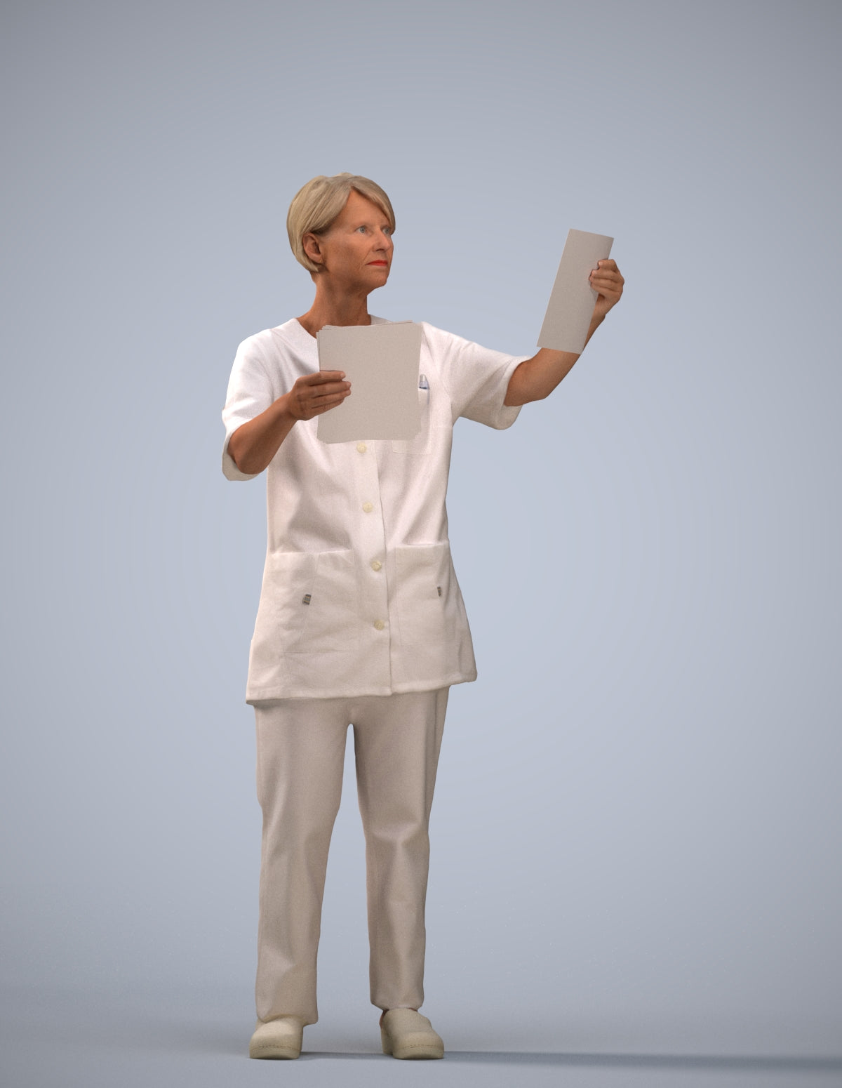 scanned 3D senior woman medical, photogrammetry people for Enscape and V-Ray