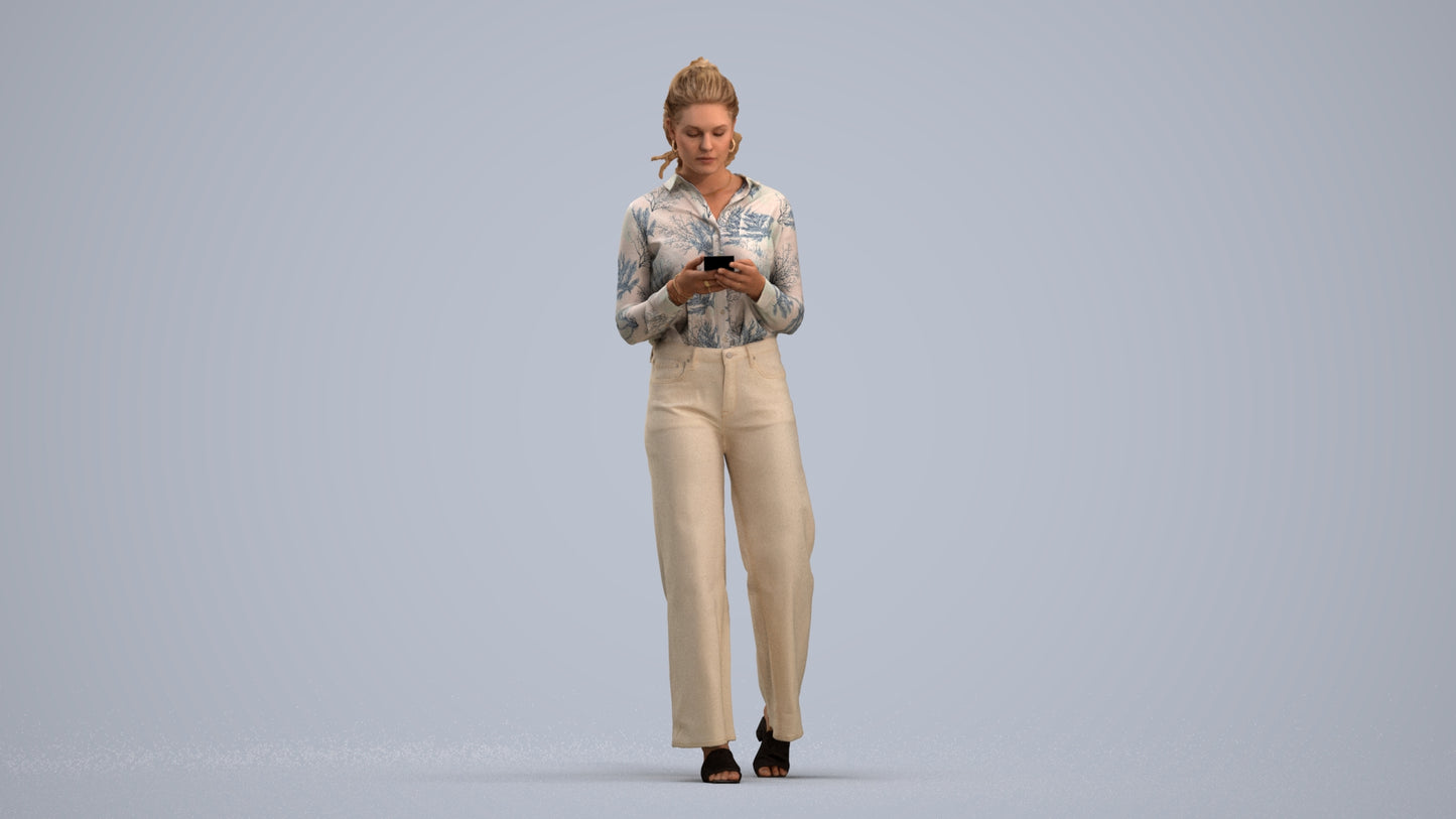 scanned 3D woman casual standing, photogrammetry people for Enscape and V-Ray, standing pose render