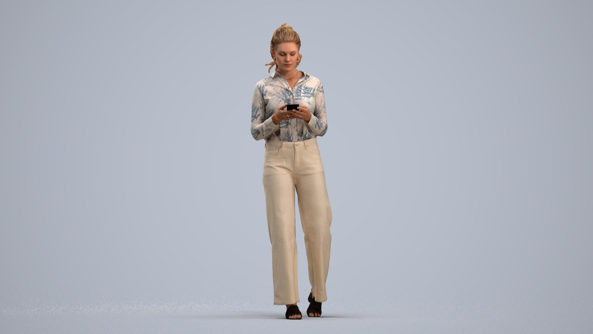 scanned 3D woman casual standing, photogrammetry people for Enscape and V-Ray, standing pose render