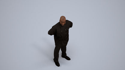 scanned 3D man hospitality, photogrammetry people for Enscape and V-Ray, back view render
