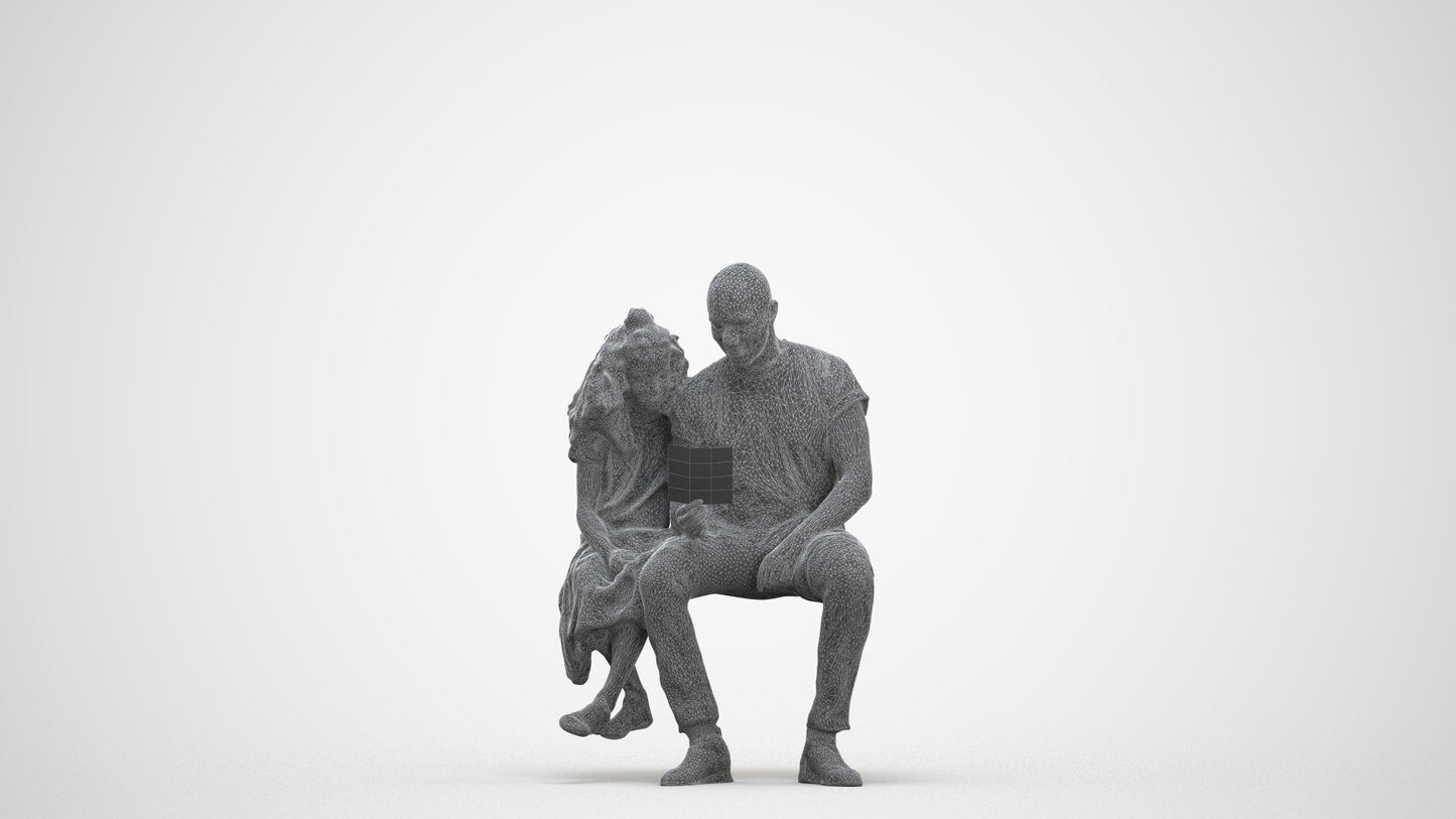 3D people model girl casual kids, scanned human for 3ds Max rendering, three-quarter front view render