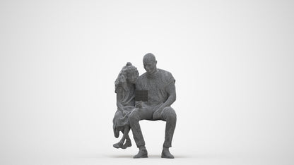 3D people model girl casual kids, scanned human for 3ds Max rendering, three-quarter front view render