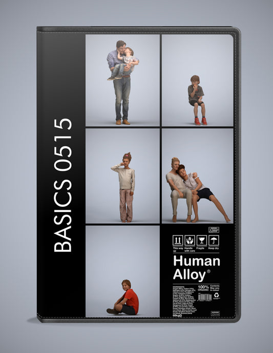 scanned 3D people kids collection, 5 photogrammetry models for Enscape and V-Ray