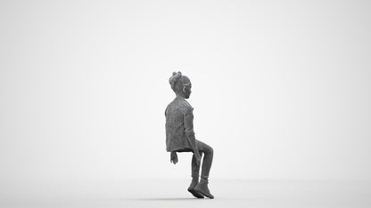 photogrammetry 3D girl casual kids, realistic human model archviz FBX, wireframe side view