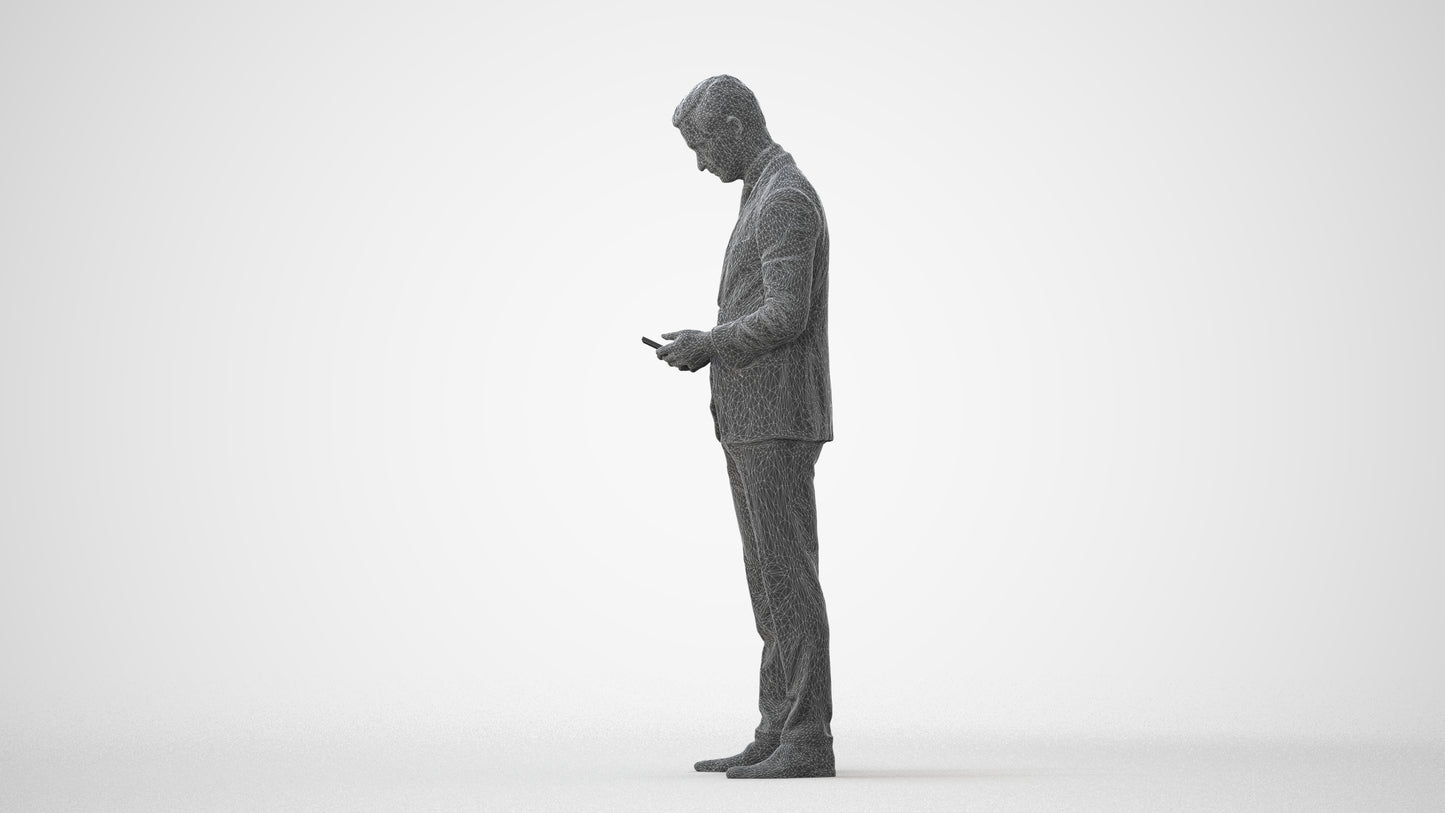 scanned 3D man business, photogrammetry people for Enscape and V-Ray, square thumbnail