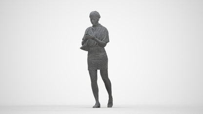 scanned 3D woman casual walking, photogrammetry people for Enscape and V-Ray, wireframe back view