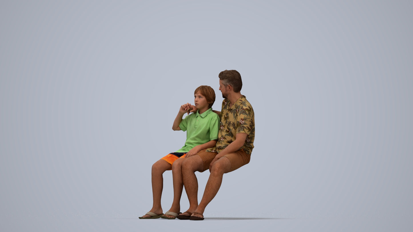 photogrammetry 3D boy kids, realistic human model archviz FBX, top-down view render