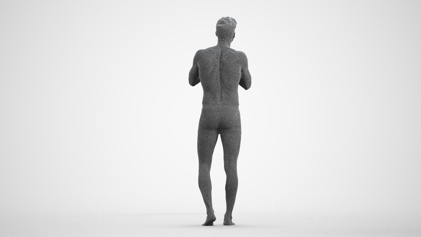 photogrammetry 3D man mix, realistic human model archviz FBX, wireframe front view