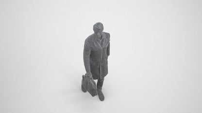 3D human model man business, photogrammetry scanned person for archviz, wireframe three-quarter view