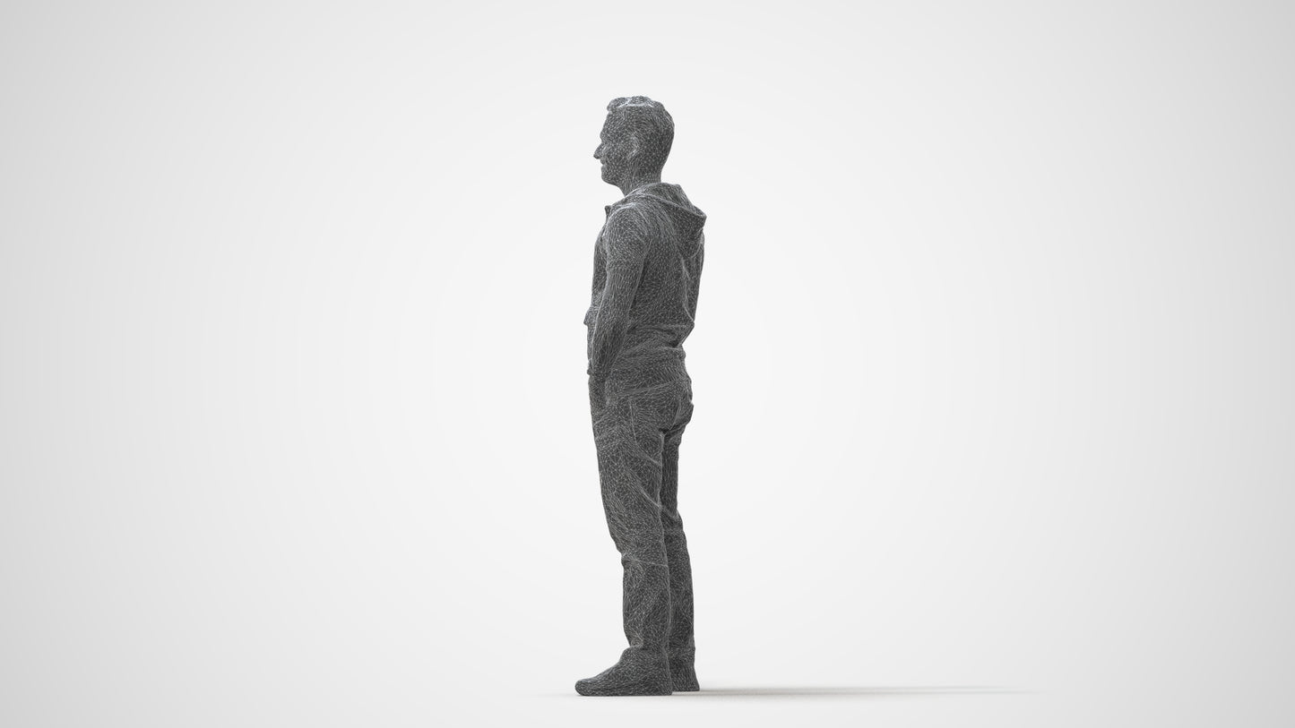 realistic 3D human man casual standing, archviz people FBX OBJ for Blender, square thumbnail