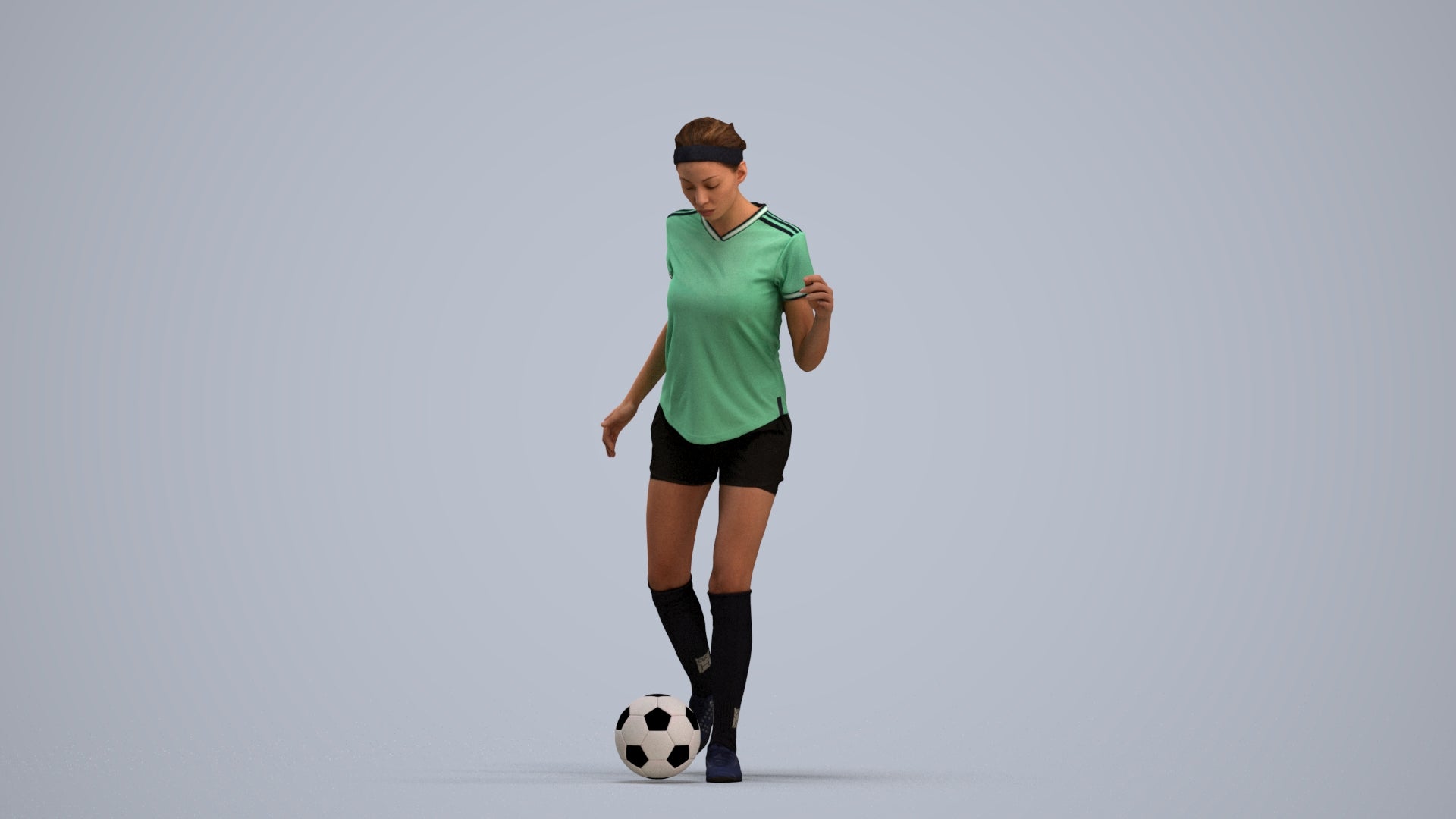realistic 3D woman sport, scanned archviz people for Blender and 3ds Max, standing pose render