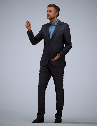 realistic 3D human man business, archviz people FBX OBJ for Blender