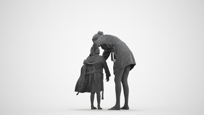 3D people model girl kids, scanned human for 3ds Max rendering, wireframe front view