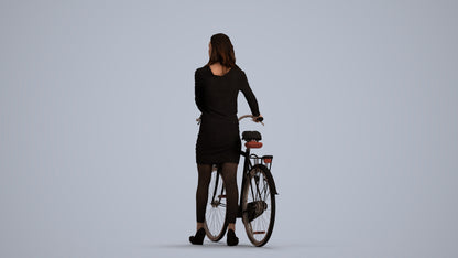 3D people model woman business cycling, scanned human for 3ds Max rendering, front view render