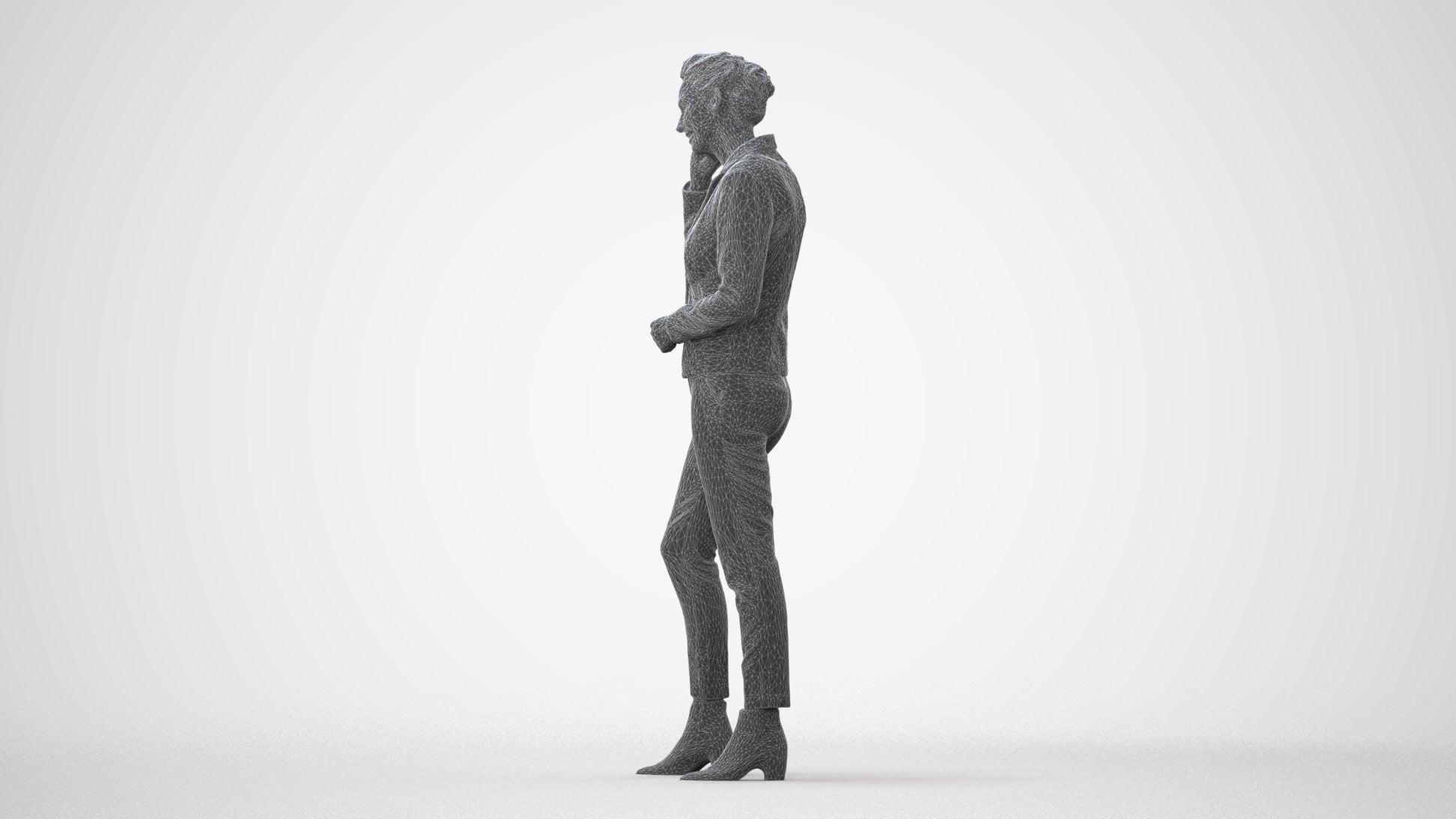 scanned 3D woman business, photogrammetry people for Enscape and V-Ray, three-quarter front view render