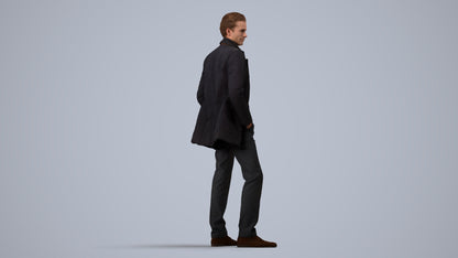 3D scanned man standing casual, photorealistic archviz people for Enscape and SketchUp, side view render