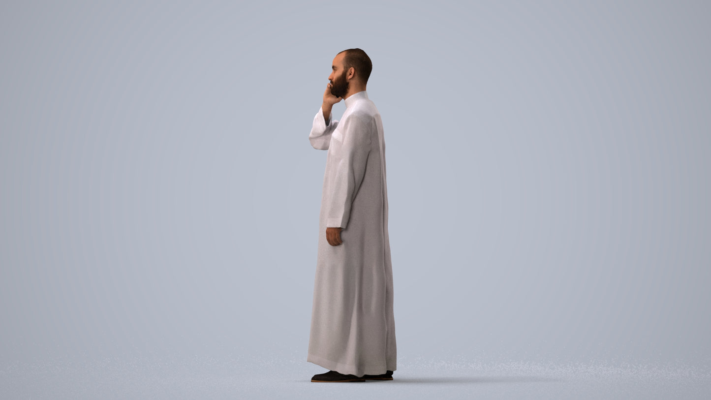 realistic 3D human man standing, archviz people FBX OBJ for Blender, three-quarter view render