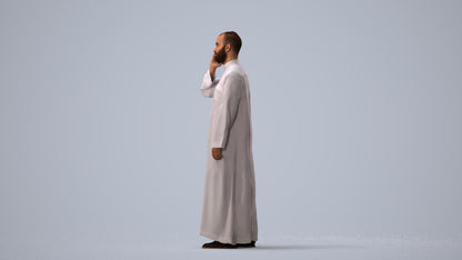realistic 3D human man standing, archviz people FBX OBJ for Blender, three-quarter view render