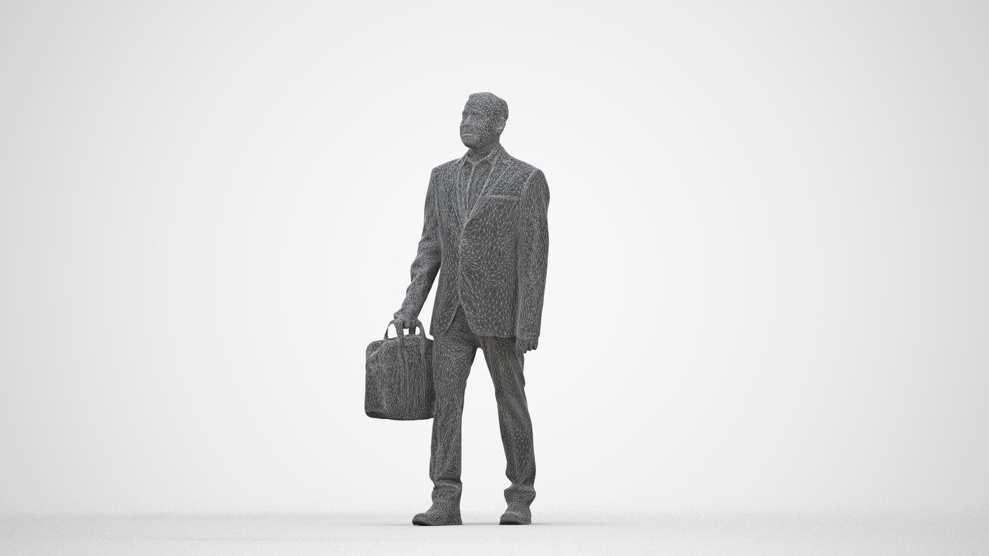 realistic 3D human man business, archviz people FBX OBJ for Blender, wireframe back view