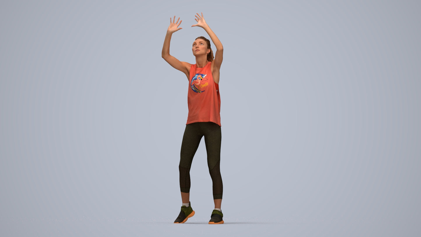 scanned 3D woman sport, photogrammetry people for Enscape and V-Ray, top-down view render