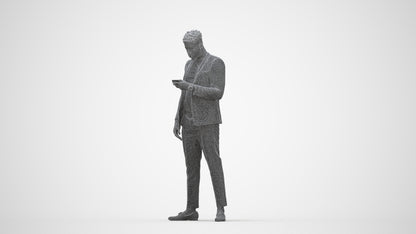 3D people model man casual standing, scanned human for 3ds Max rendering, wireframe back view