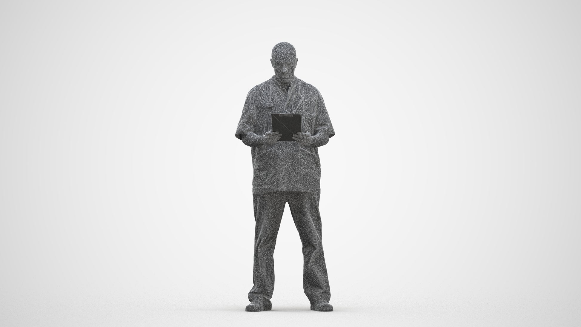 3D people model man medical, scanned human for 3ds Max rendering, three-quarter front view render