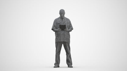 3D people model man medical, scanned human for 3ds Max rendering, three-quarter front view render