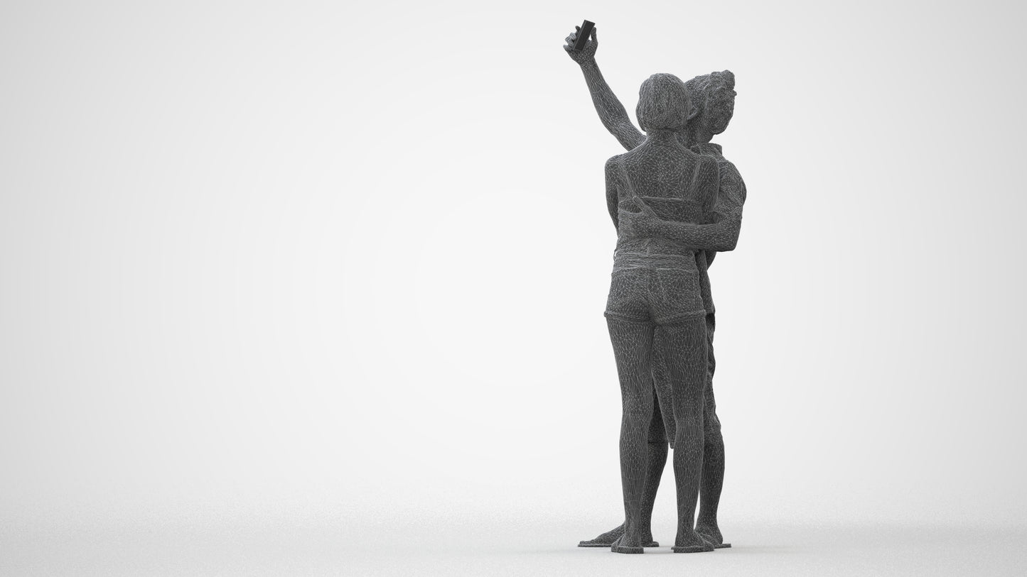 3D human model woman couple, photogrammetry scanned person for archviz, square thumbnail