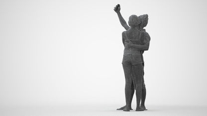 3D human model woman couple, photogrammetry scanned person for archviz, square thumbnail