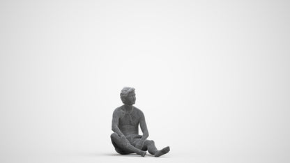 3D human model man pool, photogrammetry scanned person for archviz, three-quarter front view render