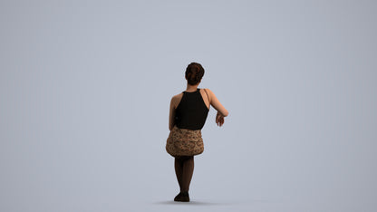 photogrammetry 3D woman casual sitting, realistic human model archviz FBX, front view render