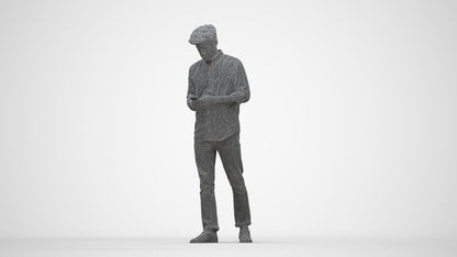 photogrammetry 3D man casual walking, realistic human model archviz FBX, wireframe back view