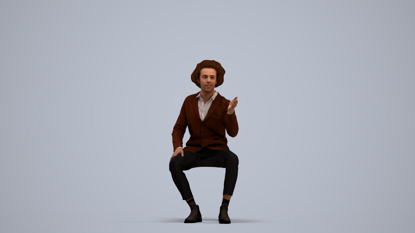 realistic 3D people man business sitting, render-ready for V-Ray and Corona, FBX OBJ, standing pose render