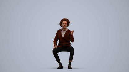realistic 3D people man business sitting, render-ready for V-Ray and Corona, FBX OBJ, standing pose render