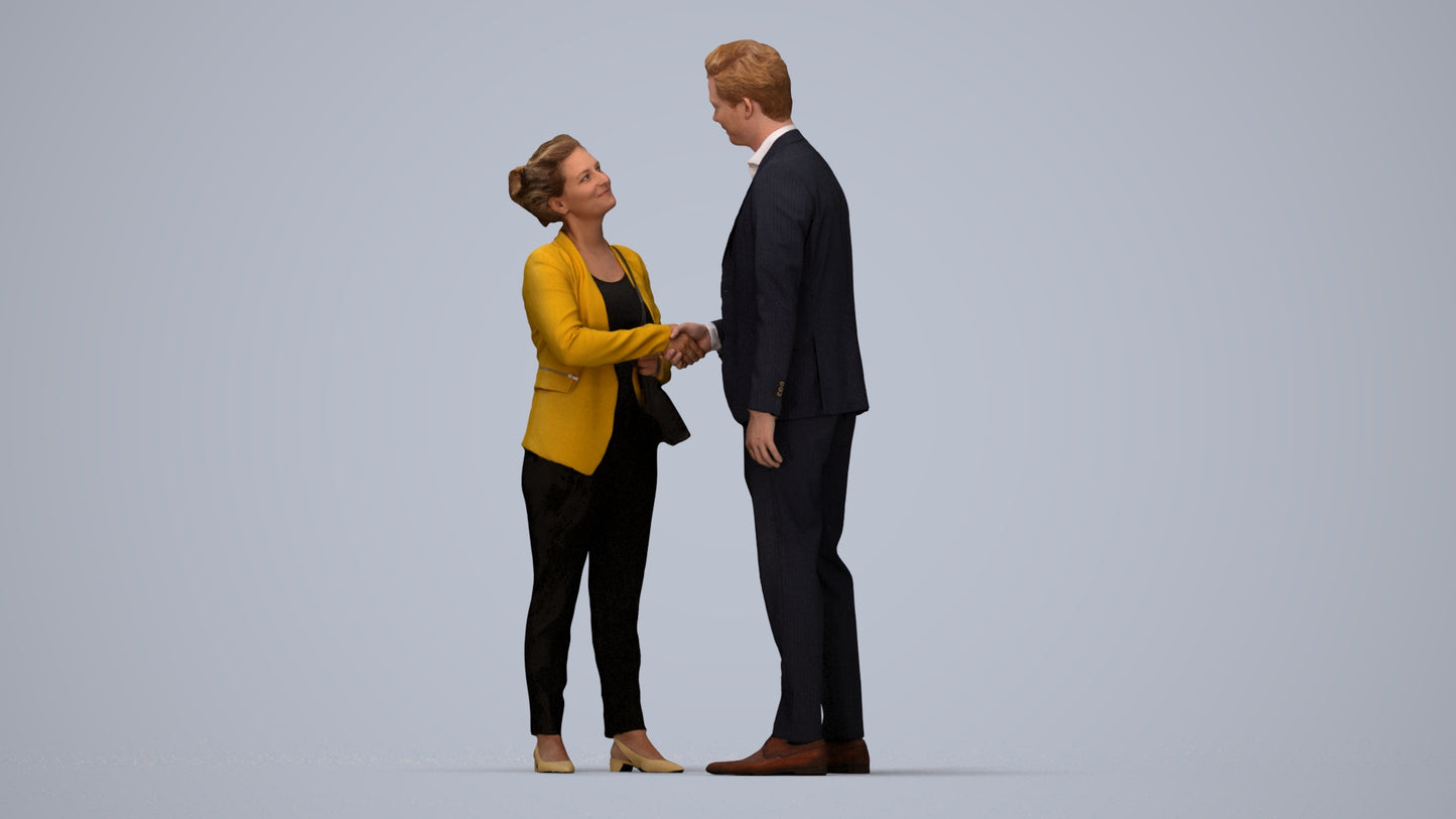 realistic 3D people woman business, render-ready for V-Ray and Corona, FBX OBJ, top-down view render